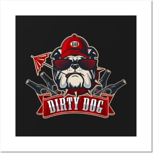 Dirty Dog Bulldog Drawing Illustration Posters and Art